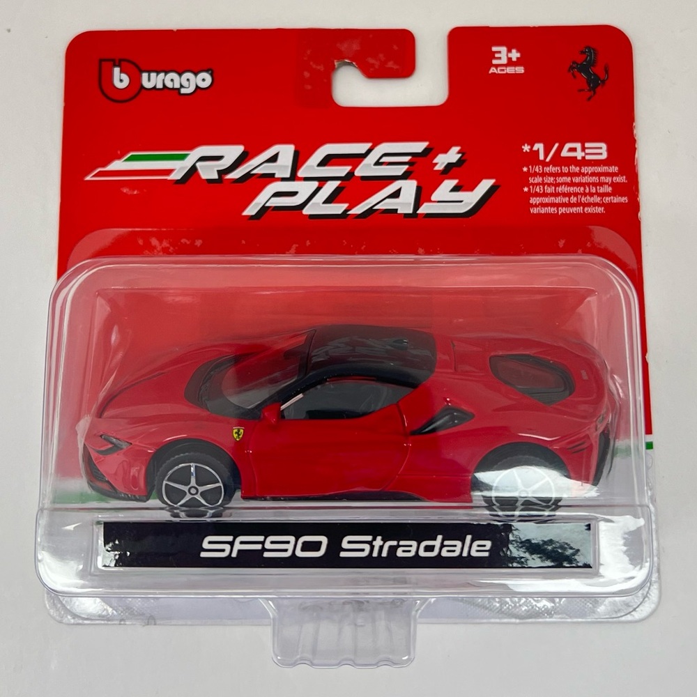 Bburago Red Ferrari SF90 Stradale Race + Play Official Product 2024 Diecast Car